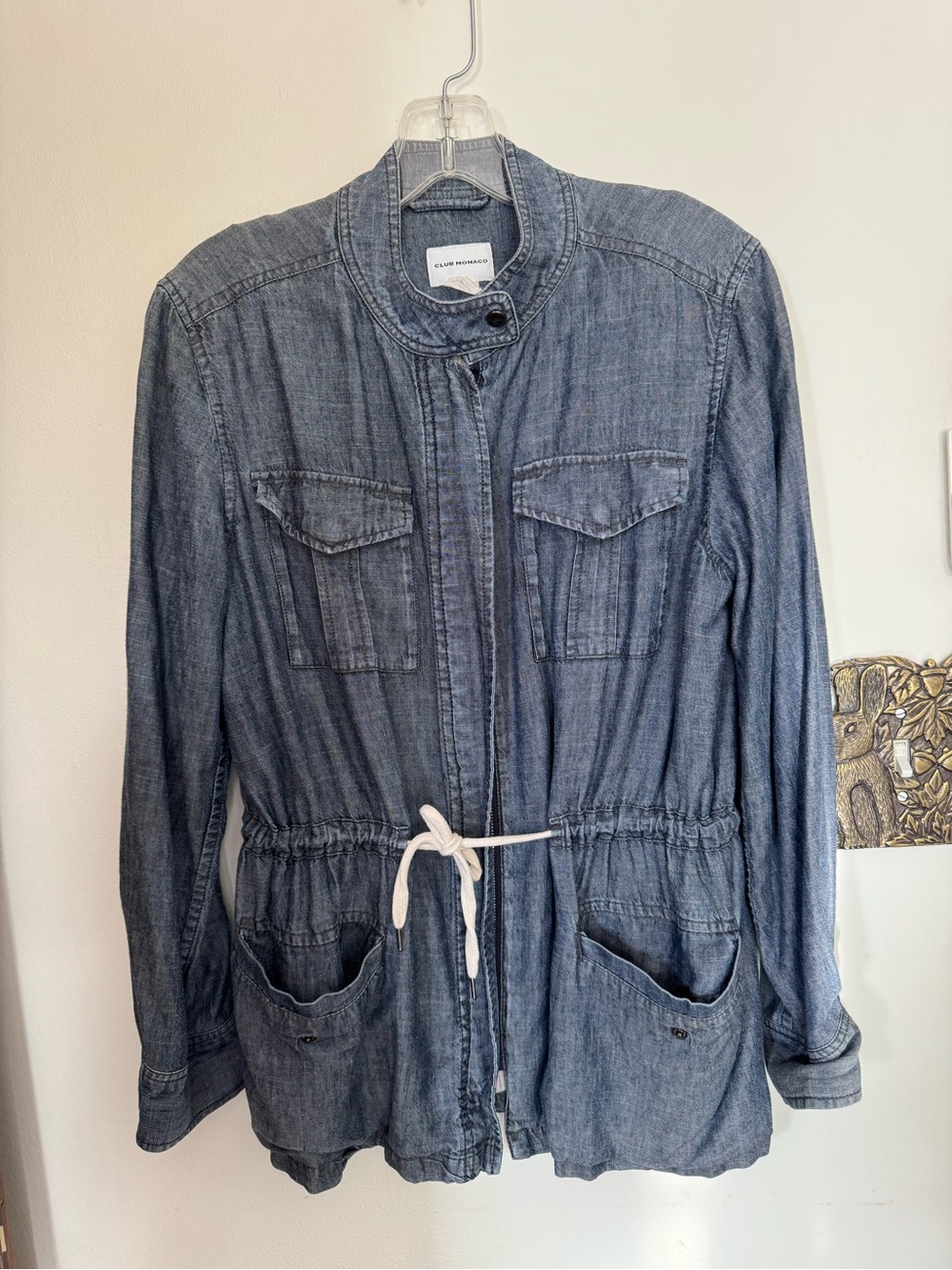 Club Monaco Women's Blue Tencel Denim Utility Jacket Small